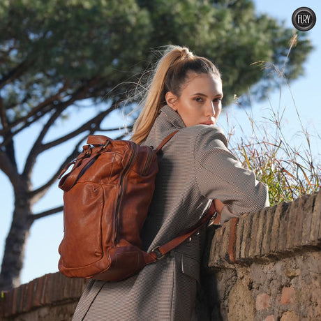 Zaino Daily unisex in pelle Fury Bags#colore_cuoio